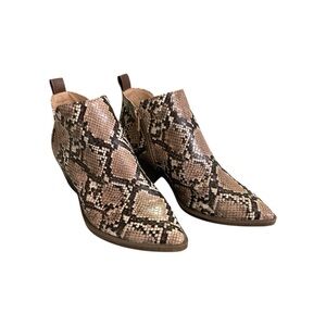 Time and Tru Pink Snake-Print Ankle Booties